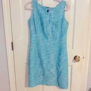 Talbots turquoise and white tweed sheath dress 8P